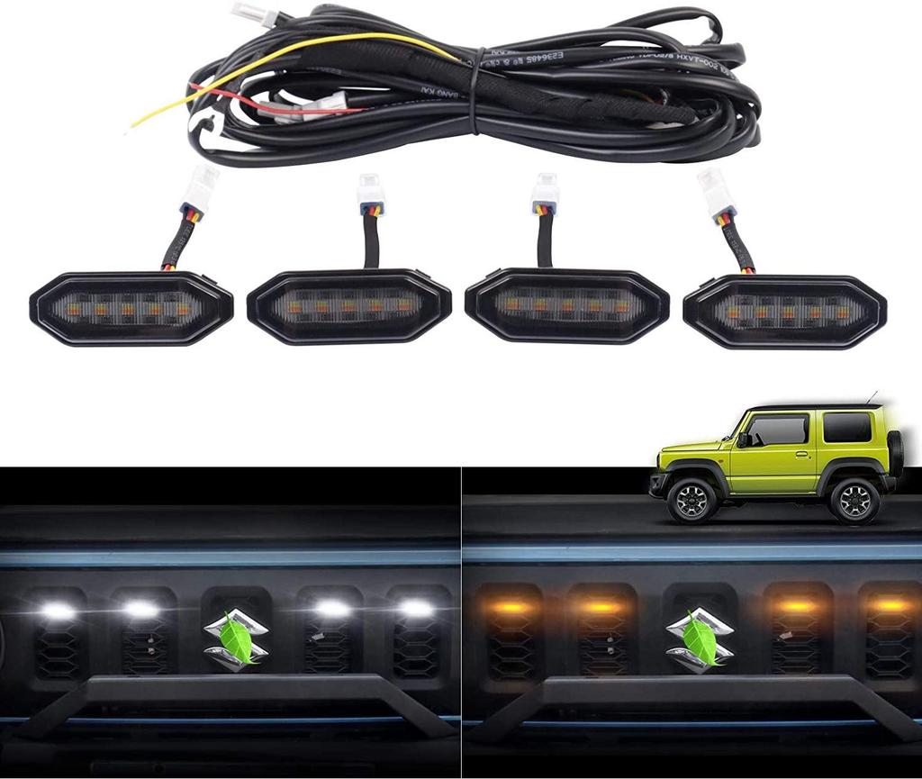 Geeignet für Low-Profile-Mods, diese weißen und gelben zweifarbigen LED-Grillleuchten sind für die neuen Jimny JB64/JB74 Modelle konzipiert.