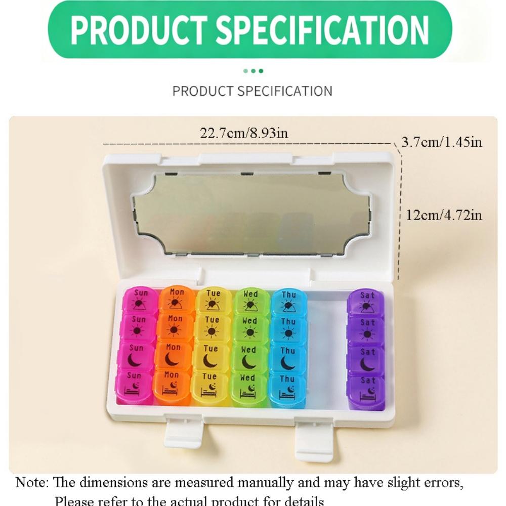 2025  Kairui 14/21/28-grid Sealed Pill Organizer Daily Health Management Travel-friendly Medicine Storage Box