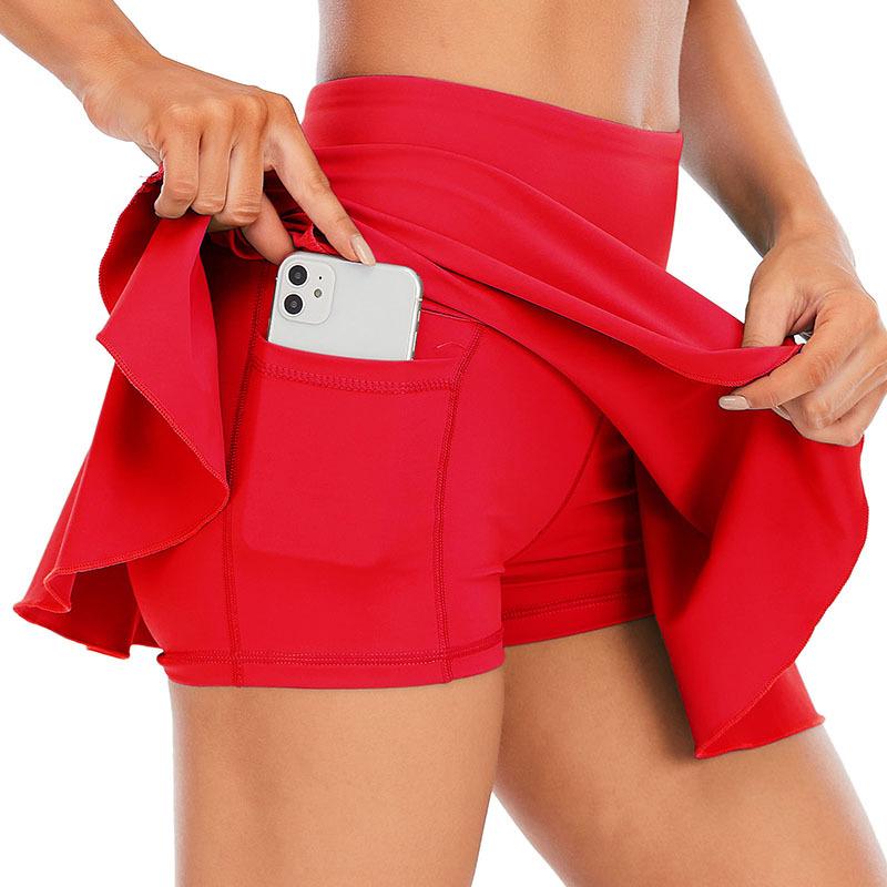

Sunscreen badminton pleated tennis skirt running fitness yoga skirt outdoor golf skirt women s summer S красный