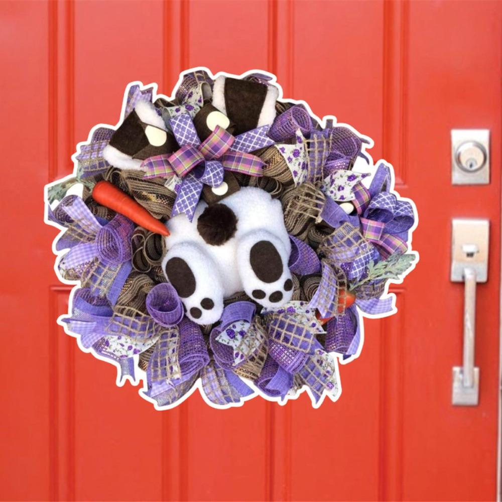 New PVC Easter Door Sticker Cartoon DIY Wall Sticker Self-adhesive Bunny Shape Bunny Ears Sticker HAPPY EASTER DAY