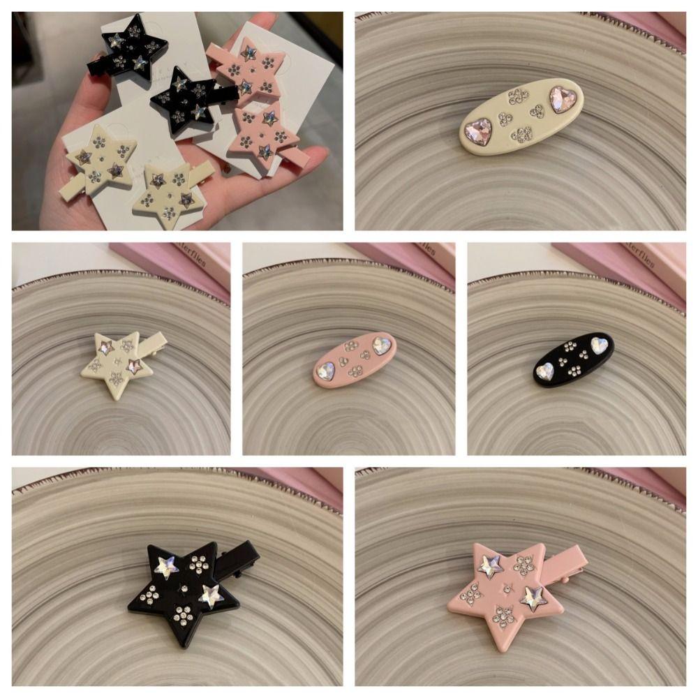 

Crystal Star Barrettes Heart Five-Pointed Star Hair Clip Lovely Children