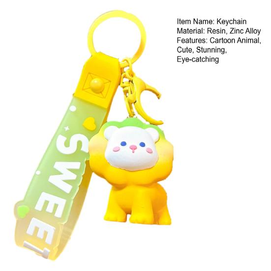 3D Cartoon Lion Keychain Cute Resin Animal Hanging Bag Charm for Purse Backpack