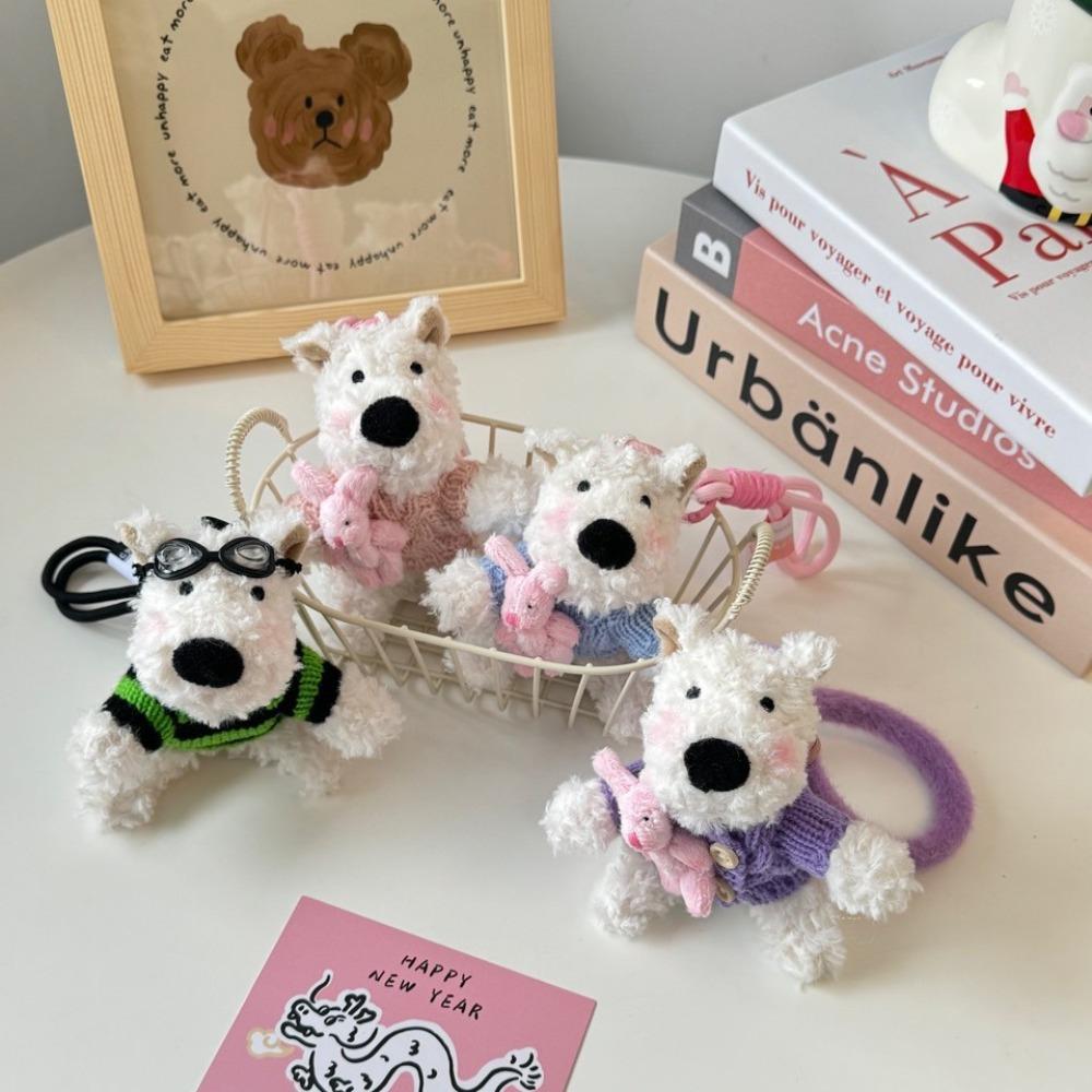 Chaveiros de boneca de cachorro pequeno de pelúcia, animal de desenho animado, filhote de cachorro peludo, presente de aniversário para crianças