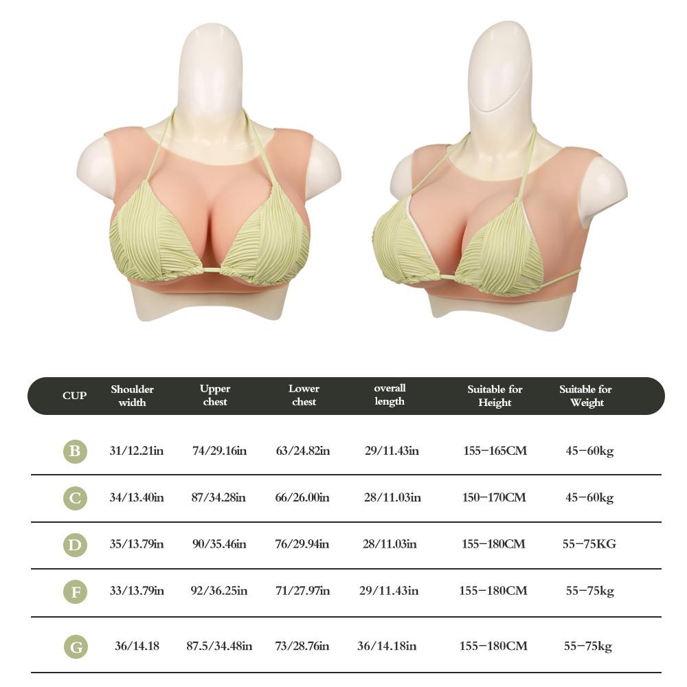 1 Piece Asian yellow Round neck Silicone Breastplate Fake boobs Fake breasts forms B-G Cup Breast Plates Transgender Cosplay Dra