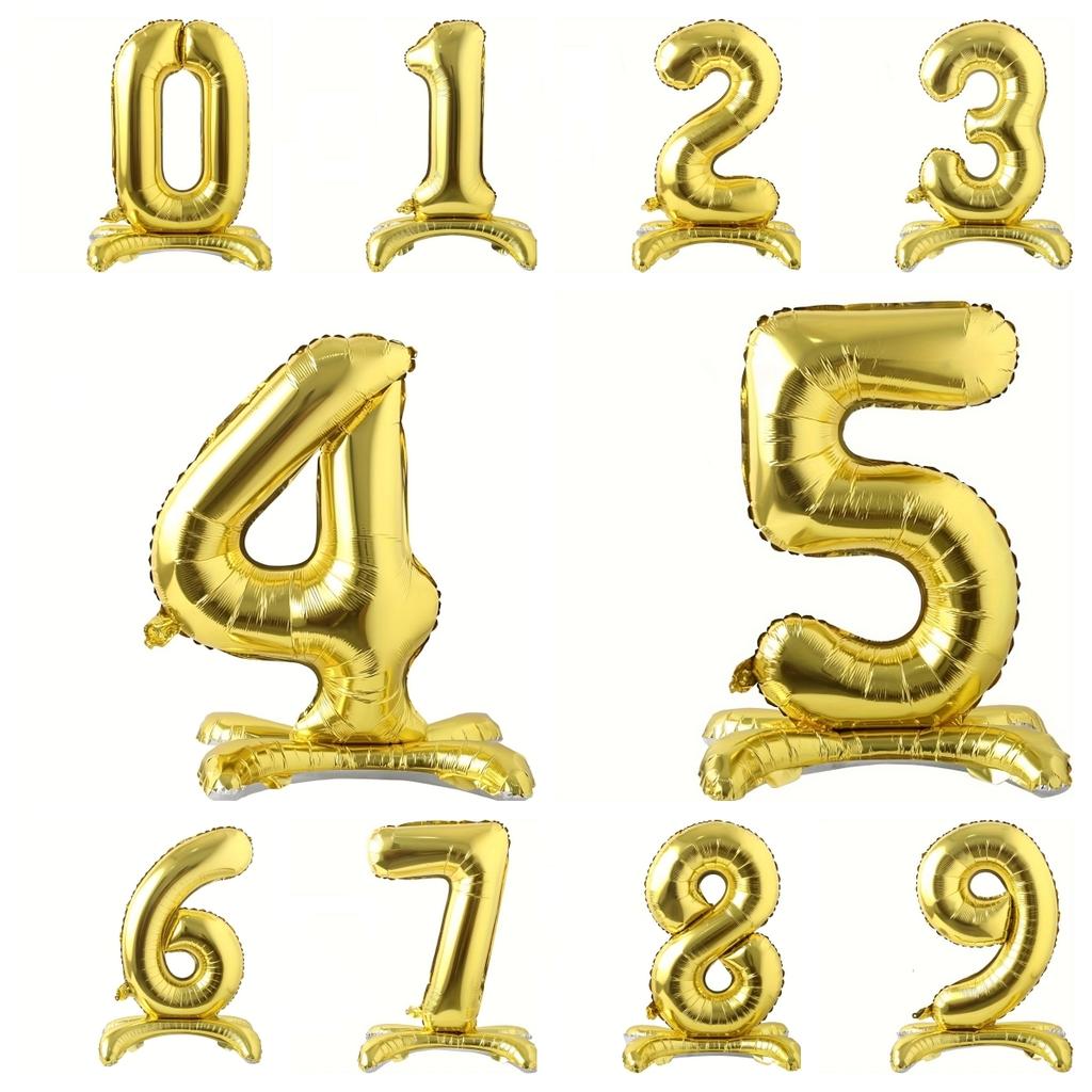 1pcs 32inch Rose Gold Silver Standing 0-9 Number Foil Balloon Birthday Party Decoration Balloons