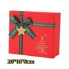 Red Christmas Gift Box With Shiny Surface Green Ribbon Gold Star Ornament Ideal For Holiday Gift Wrapping