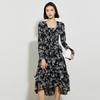 TATU Modern Chinese Style Ink Print Midi Dress