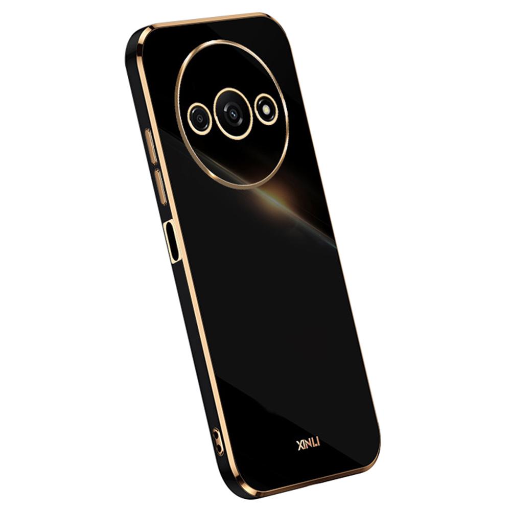 

XINLI For Xiaomi Redmi A3 4G/Poco C61 4G TPU Case Precise Cut-Outs Lens Protection Electroplating Phone Cover Black