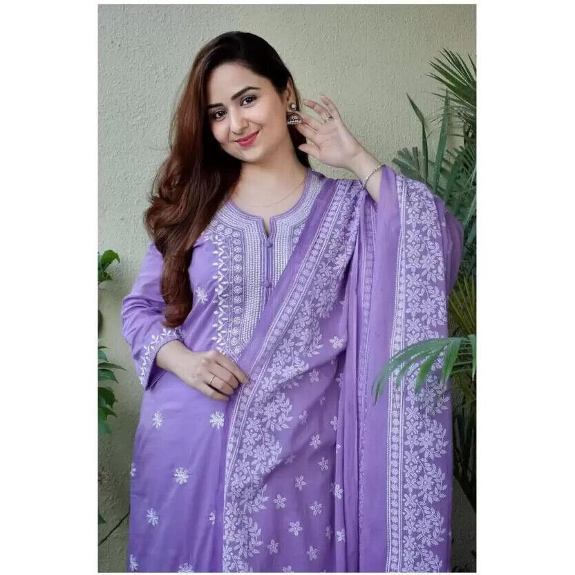 Women Designer Kurta Pant Dupatta Set Bollywood Rayon Top Tunic Kurti Dress VF-109a