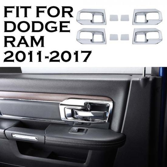 Interior Door Handle Bowl Cover Trim Frame Decor for Dodge Ram 2010-17 Chrome