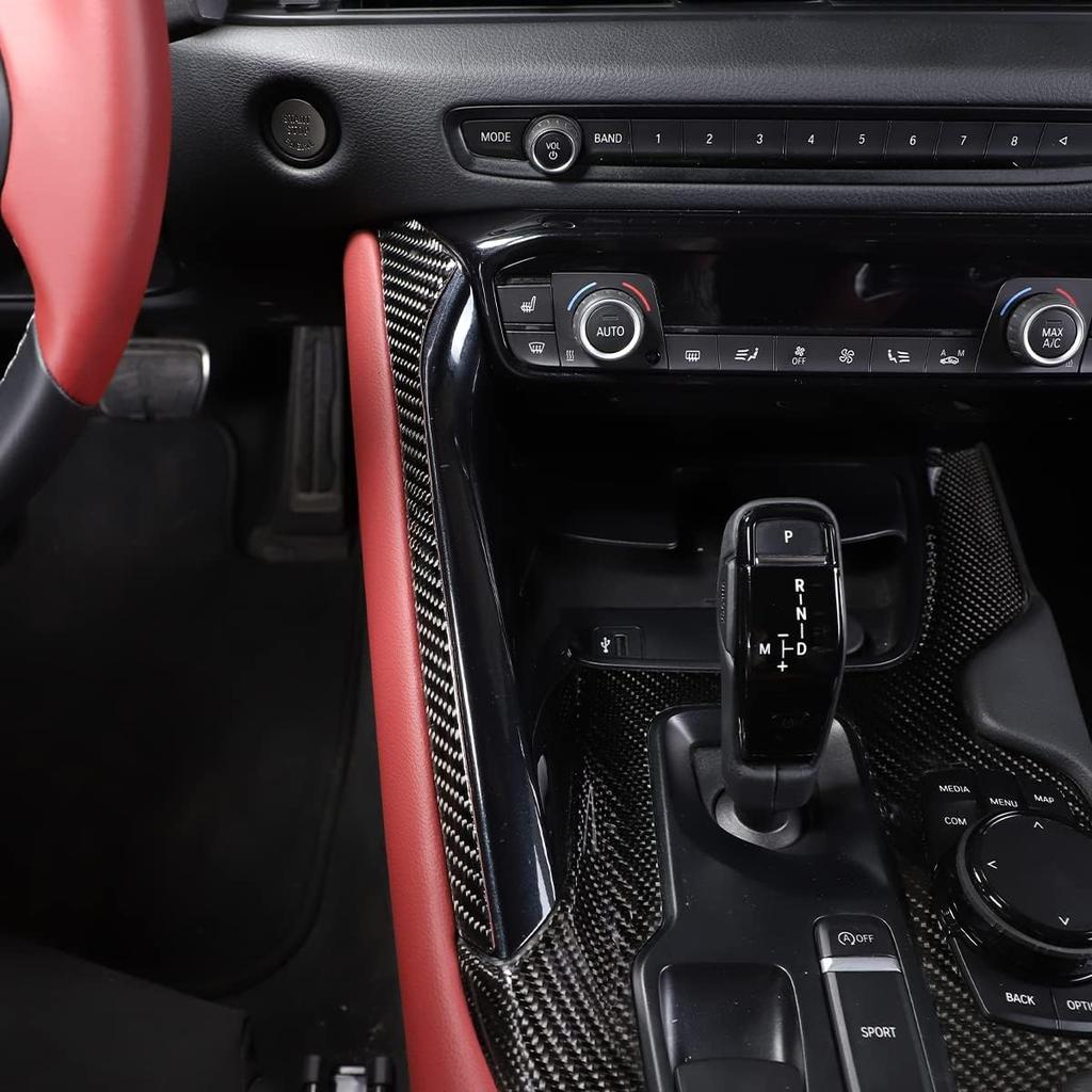 Soft Carbon Fiber Car Gear Shift Left Decorative Strip Sticker Trim Compatible with Toyota Supra GR A90 A91 MK5 2019 2020 2021 2022 2023 2024 LHD