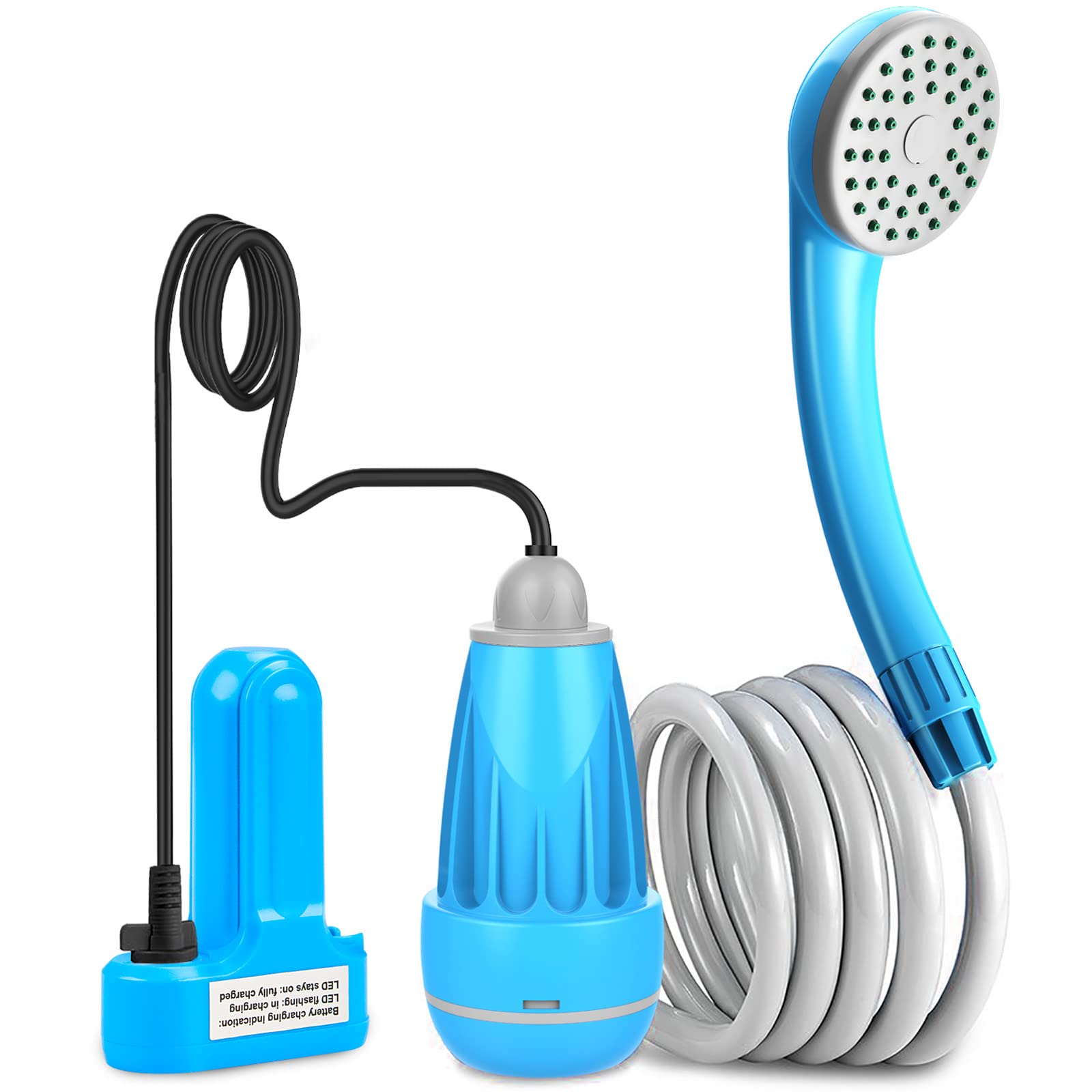 

innhom Portable Shower, 2 Power-On Methods, Electric, Simple Outdoor Shower, USB Rechargeable, for Camping, Surfing, Swimming, Watering Plants, Car Wa