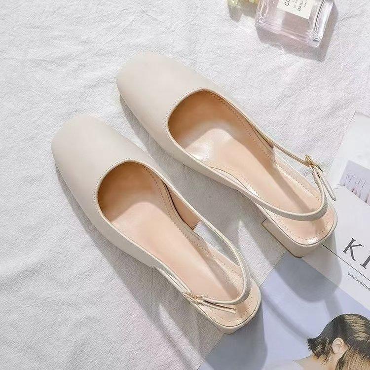 

Baotou back empty sandals women s summer mid-heel outer wear 2025 new Korean thick heel half-drag single shoes women s high heels 40