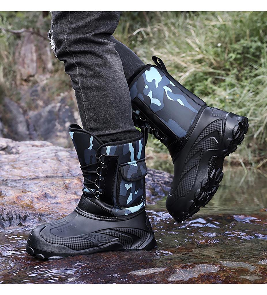 Pánské nadměrné voděodolné protiskluzové teplé sněhule s velurem a silnou bavlnou pro pohodlí v chladném počasí