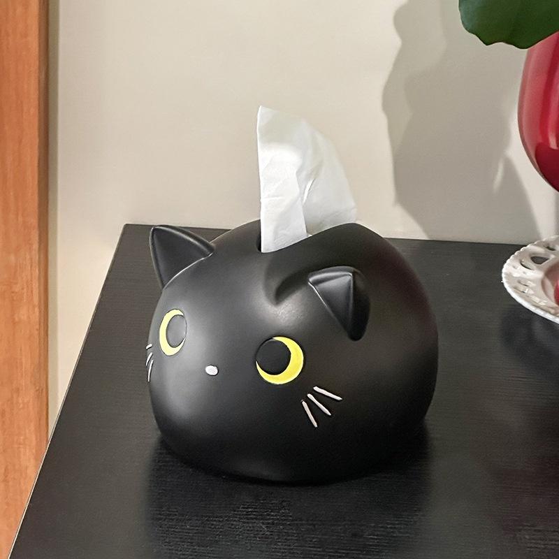 Cute Cat Tissue Box Luxury Paper Cover Kitten Car Living Tissue Paper Holder Desktop Home Kitchen Napkin Organizer Craft Ornamen