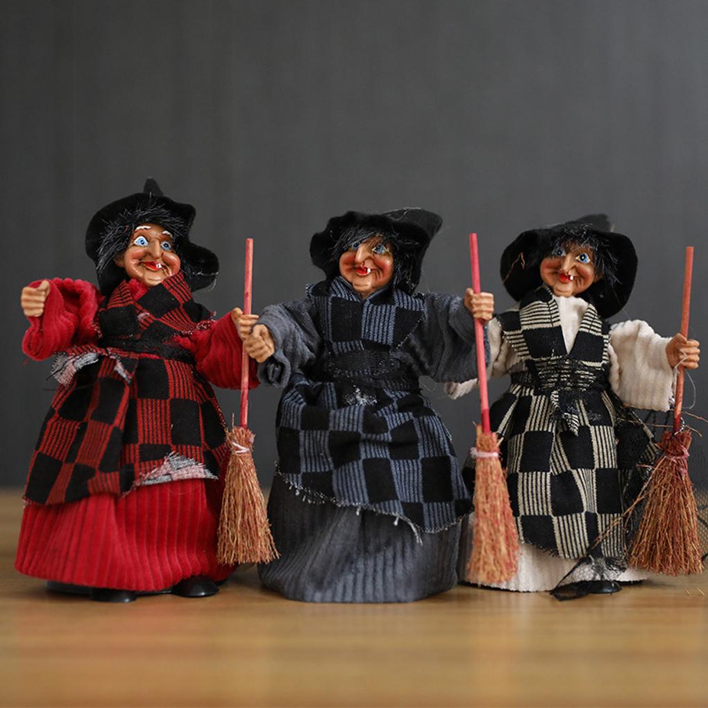 Halloweenská panenka koště čarodějnice obrázek čarodějnice kreativní halloweenská dekorace hororový obrázek čarodějnice dekorace halloweenská čarodějnice