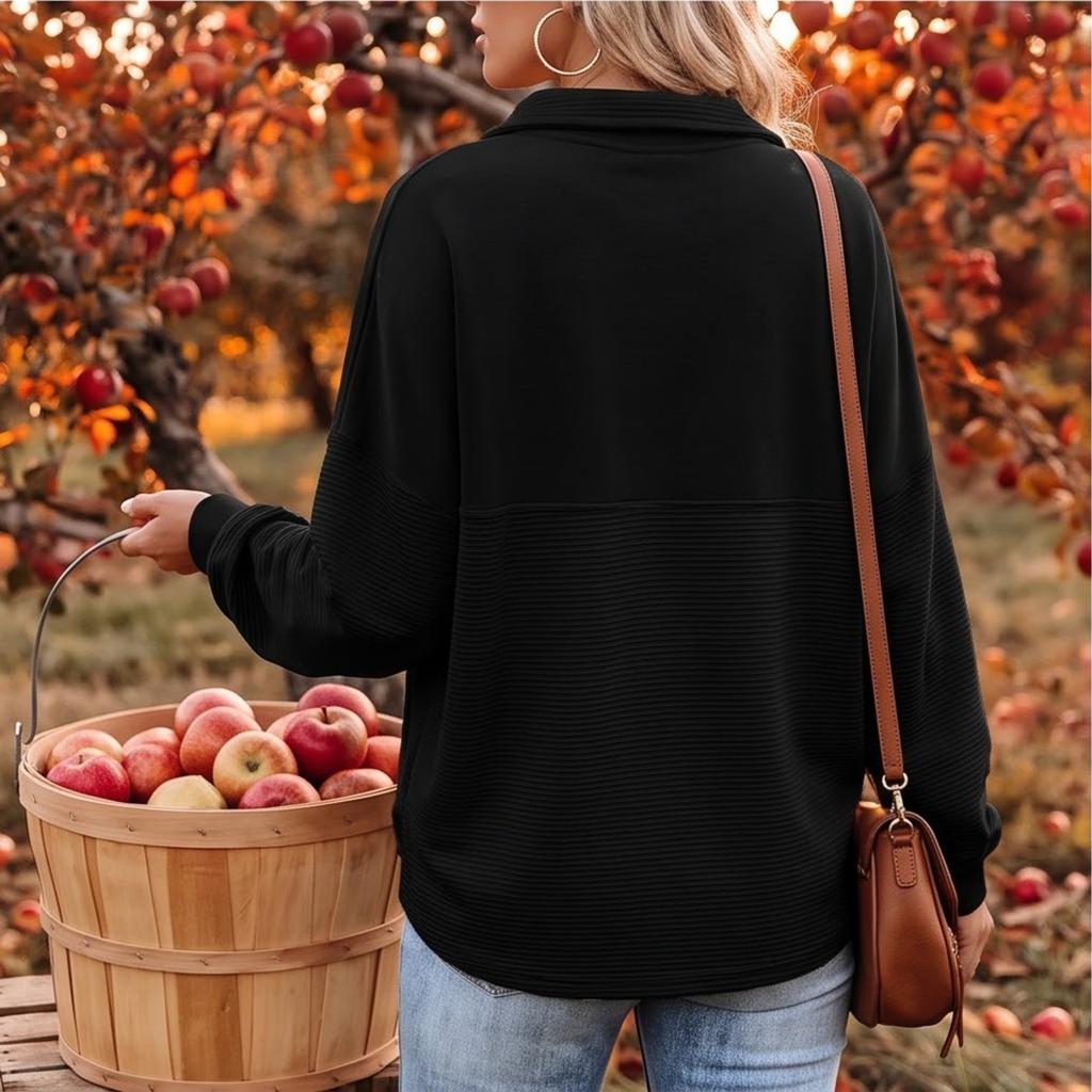 Women's Half Zip Loose Fit Long Sleeve Top Casual Pullover for Fall and Winter Wear