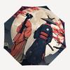 Geisha. Full Moon Themed Automatic Opening and Closing Umbrella, Brightly Colored 8 Rib Portable Umbrella, Suitable for Men and Women, A Per