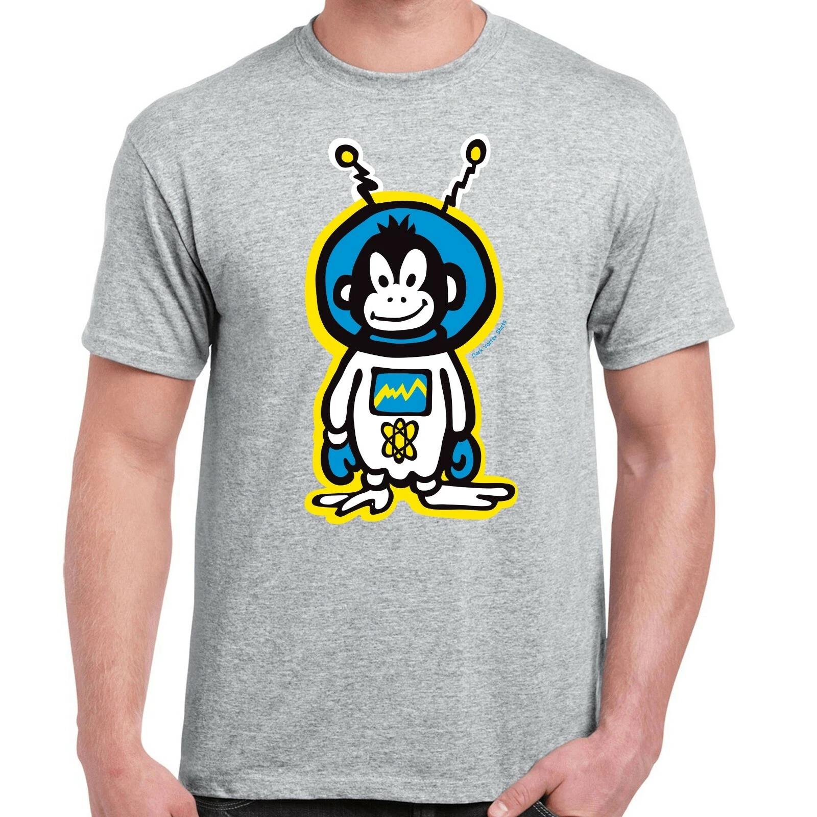 Space Monkey Retro Design - Whimsical Animal Cartoon Design - 100% Cotton Shirts L