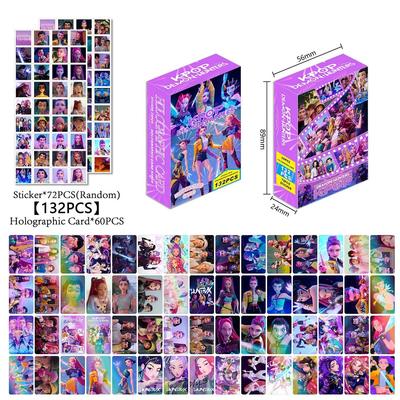 96/132pcs Kpop Demon Hunters Anime Peripherals Series Lase Holographic Card Mini Double-sided LOMO Card Christmas Gifts