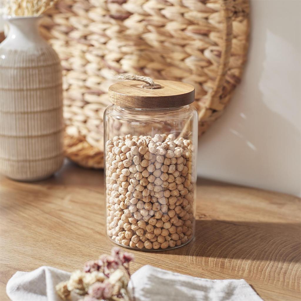 Barattolo di Vetro con Coperchio in Acacia 17cm