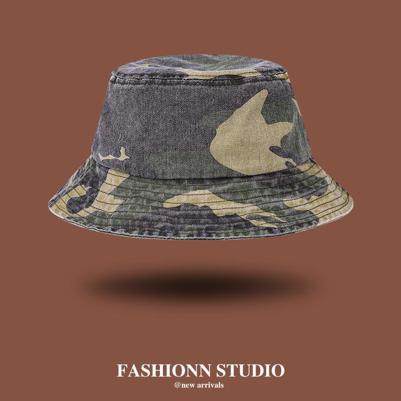 New Washed Old Retro Camouflage Soft Bucket Hat Men And Women Outdoor Mountaineering Sun Hat Sun Protection