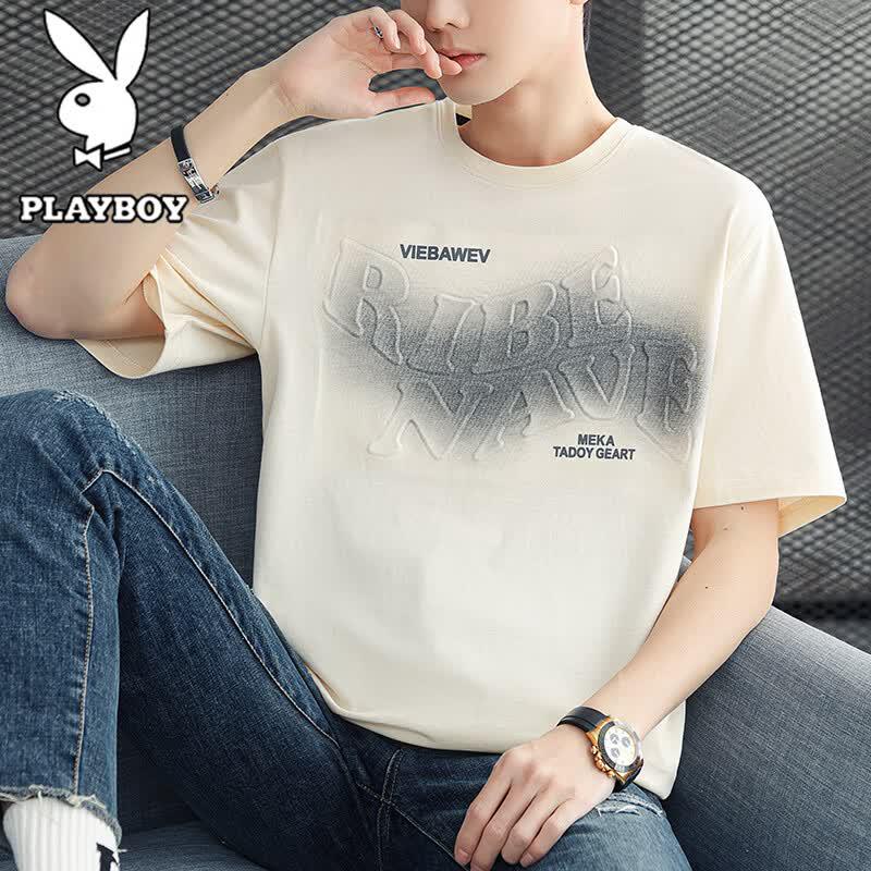 Playboy Men s Summer Lightweight Breathable Round Neck Short Sleeve T-Shirt 2XL