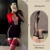 Colorful Gradient Mesh Suspender Skirt with Open Crotch and Hollow Design