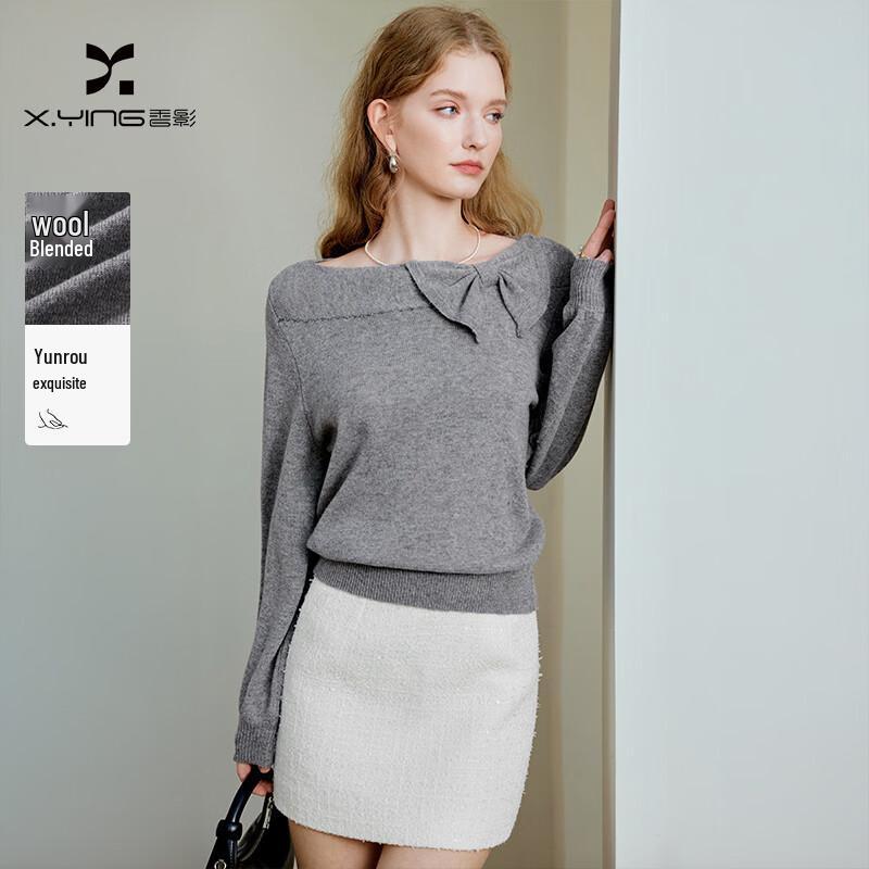 French Style Beaded Bow Knit Sweater M