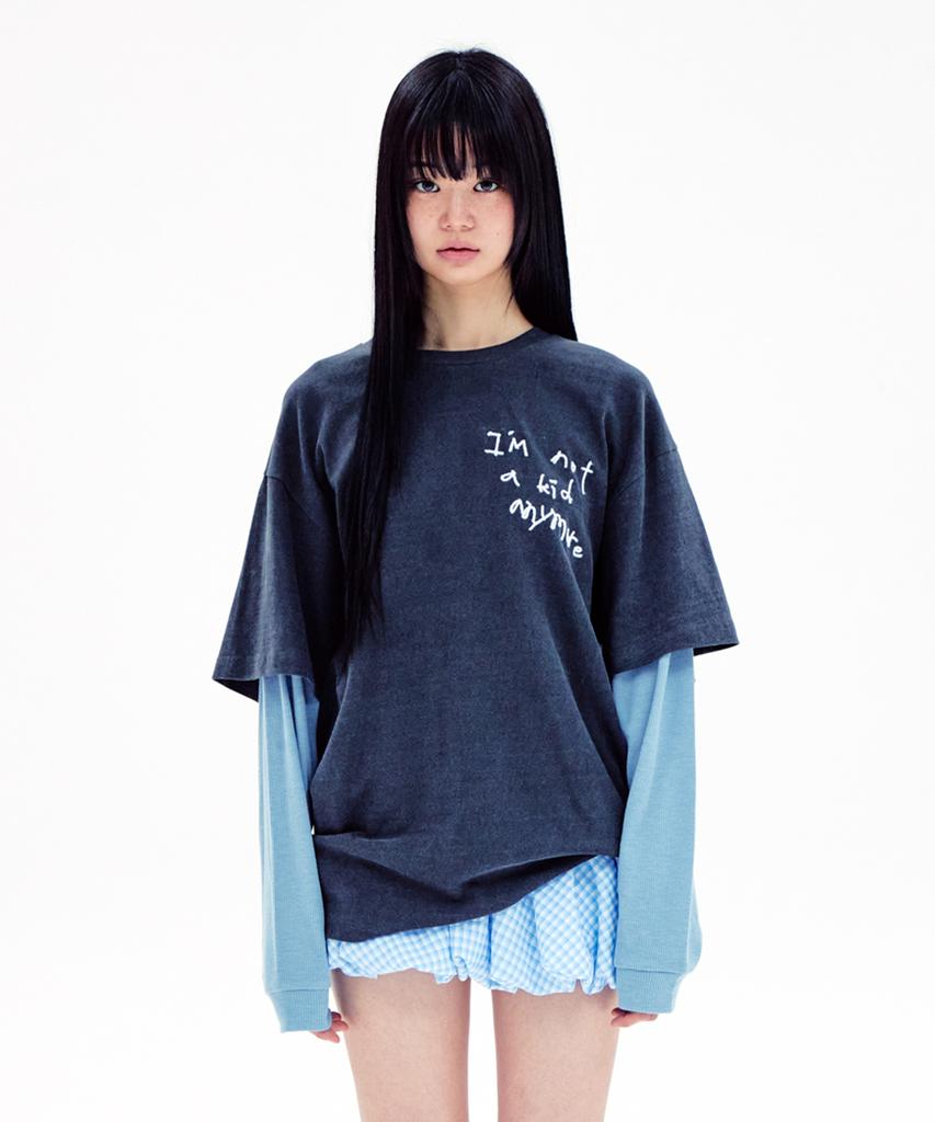 YOUHEE Graphic Layerd Long Sleeve Charcoal
