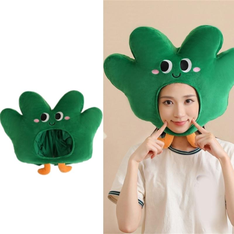 Novel Funny Little Grass Headgear Plush Little Grass Hat Cartoon Plant Headgear Hat Photography Props for Women Men