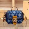 High-end Fashionable Commuting All-matching Portable Pillow Bag Retro Denim Contrasting Boston Women
