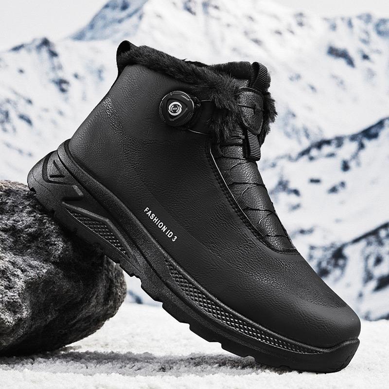 Mens Snow Boots Waterproof Hunting Boots Hiking Shoes for Mountain Trekking Fleece Lining for Warmth Shoes Thick Soled Men Shoes