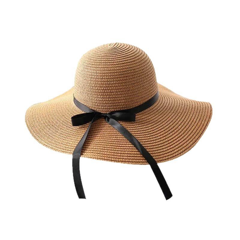 oversized brim straw hat women's new summer bow streamer UV-proof seaside vacation sunscreen hat