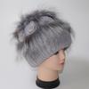 Winter Hand Knitted Real Rex Rabbit Fur Hat Women Warm Quality Rex Rabbit Fur Hats With Fox Fur Lady Natural Soft Real Fur Caps