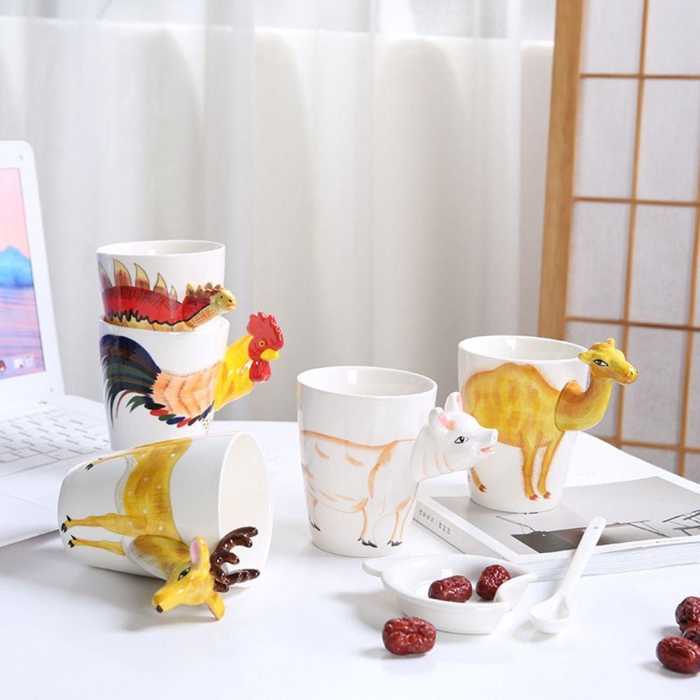 3D Animal Shape Handle Animal Shape Ceramic Cup Cartoon Animal Coffee Cup  Living Room