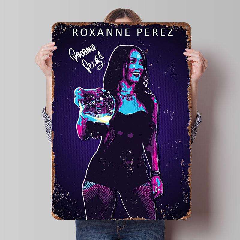 Roxanne Perez Wrestling Champion Art Printed Posters Customizable Wall Art Retro Vintage Metal Tin Signs for Home Room Wand Deko