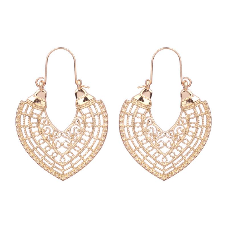 Vintage Drop Earrings For Women Ethnic Gypsy Geometric Hollow Carved Flower Leaf Jewelry Antique Silver Color Fashion Earrings