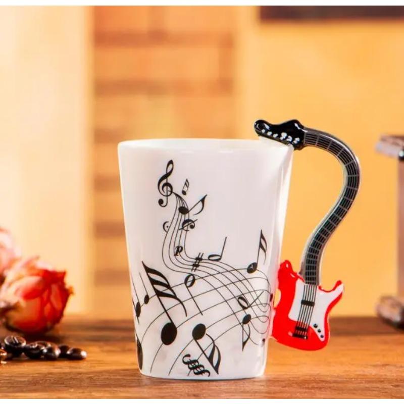 240ml Creative Music Ceramic Mug Guitar Violin Style Cute Coffee Tea Milk Stave Mugs And Cups with Handle Novelty Gifts