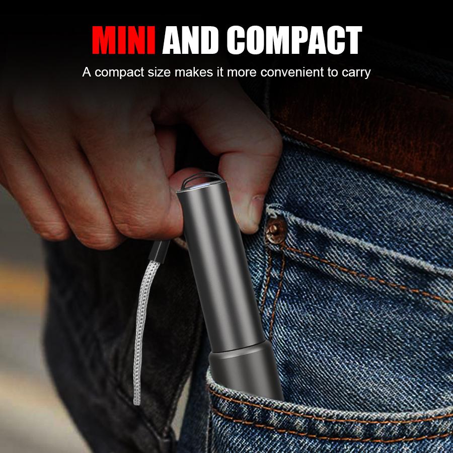 Powerful LED Handheld Flashlights Type-C Rechargeable Aluminum Torch Mini Portable Zoom Outdoor Camping Hiking Emergency Lantern