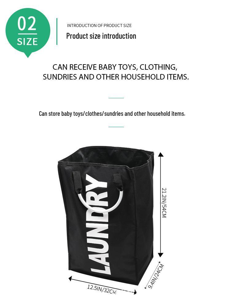 Shu Shi Foldable Waterproof Oxford Cloth Laundry Tote Bag with Round Handles