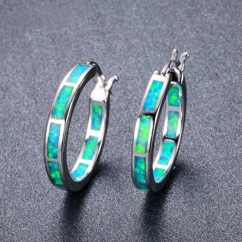 Klassische Mode Blaue Feuer-Imitation Opal Creolen Für Damen Accessoires Braut Verlobungsparty Hochzeit Schmuck Mädchen Geschenk