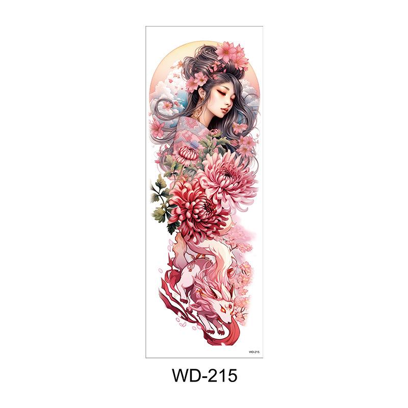 Long Flower Full Arm Waterproof Temporary Tattoo Stickers