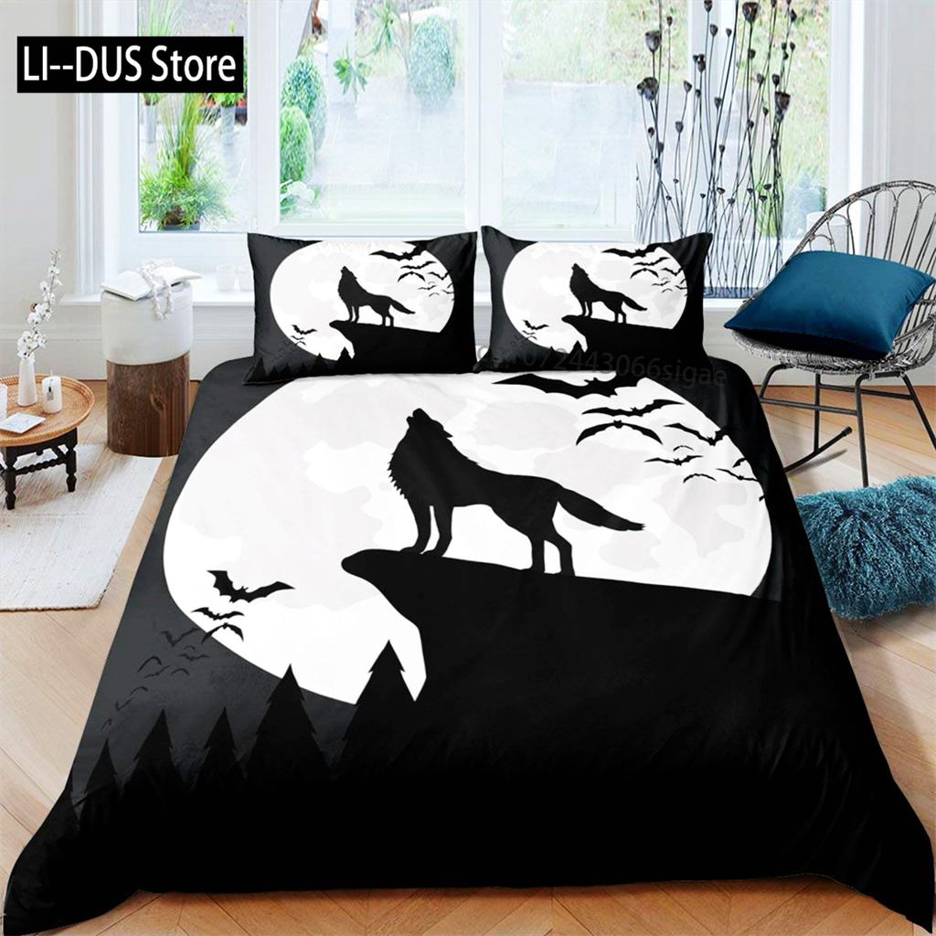 Dark Night Ocean Duvet Cover Seawater Bright Moon Sea Starry Night Sky Galaxy Reflection Comforter Cover Bedding Set Room Decor