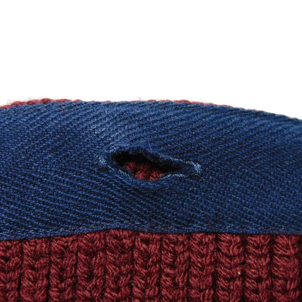 Used 8901 Rib Coat 7868 Striped Border 44 Piping Collared 2-Way Long Wool Navy Men's from Japan AUTHENTIC