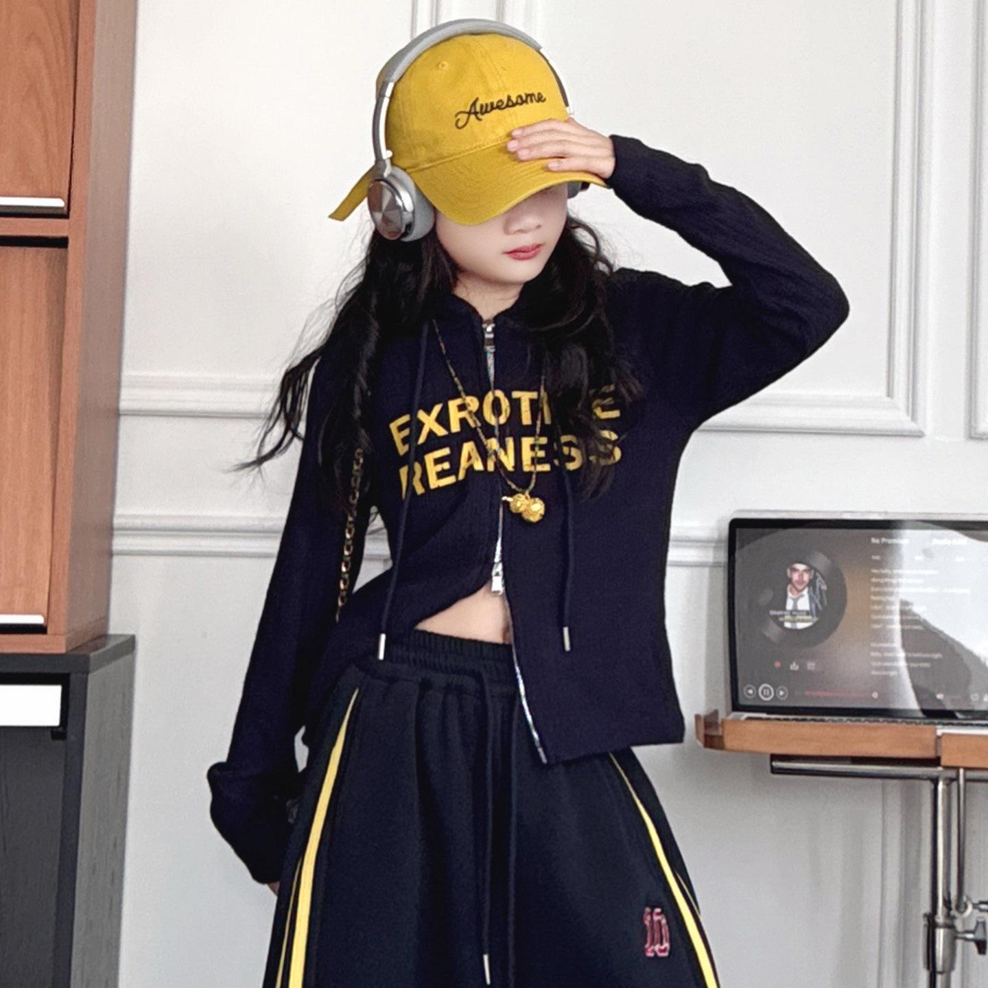 

Осень 2025 Повседневные спортивные штаны для девочек - Длинные брюки-полумесяцы 150cm