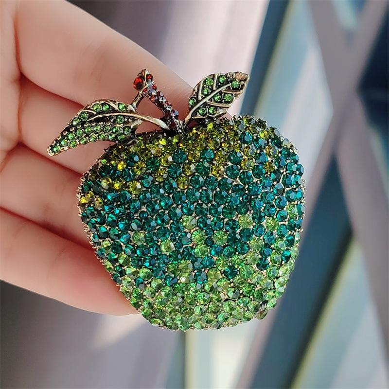 Gebrauchte Vintage Bunte Retro Literarische Roter Apfel Grüner Apfel Neue Süße Kleine Frische Brosche für Damen