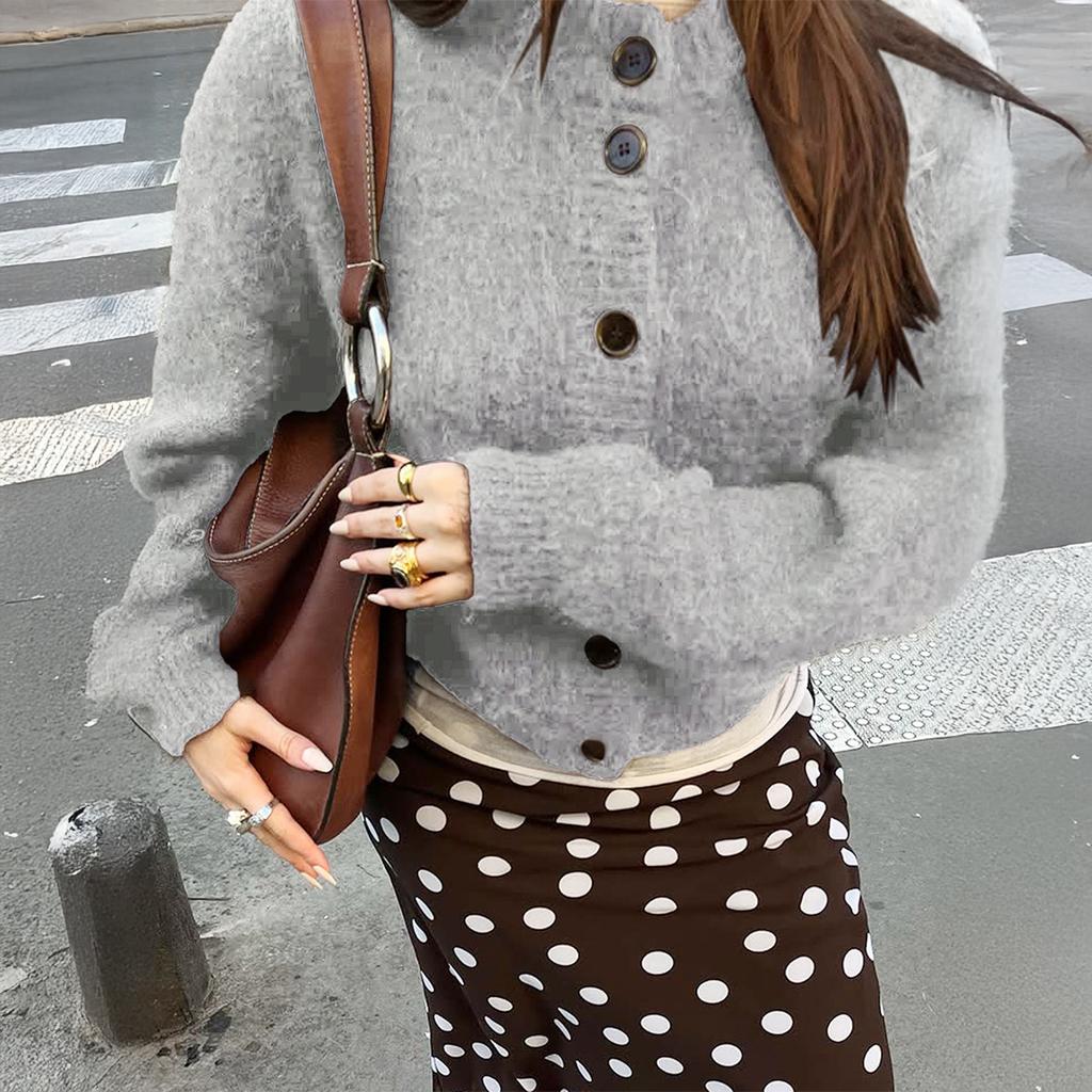 Lässiger Stil Knopf Wollhemd Damenpullover Damen 2025 Herbst Winter