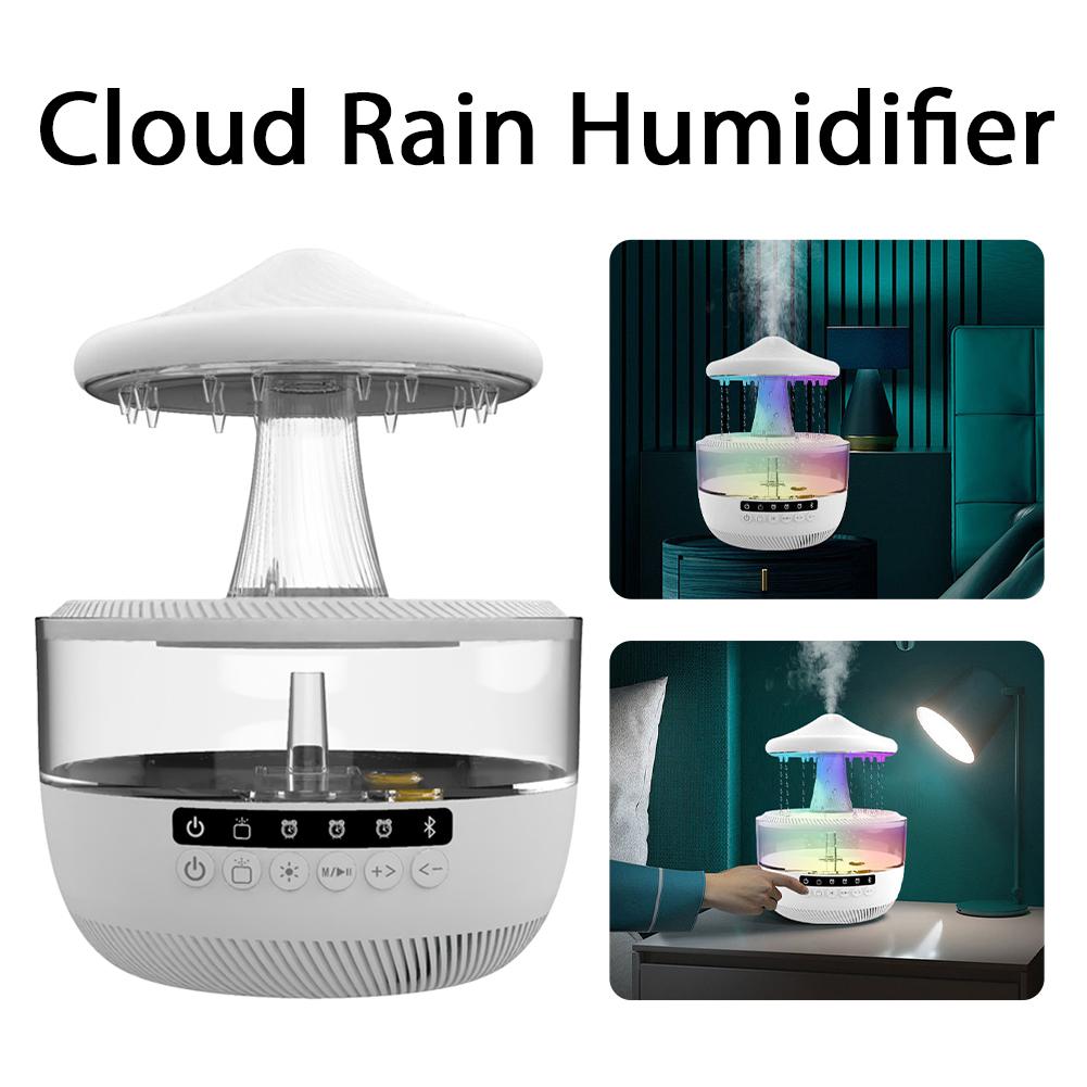 Multifunktionaler Luftbefeuchter Bluetooth-Lautsprecher Tischlampe Regentropfen-Effekt Lautsprecher Nachtlichter RGB Büro Schlafzimmer Aromatherapie