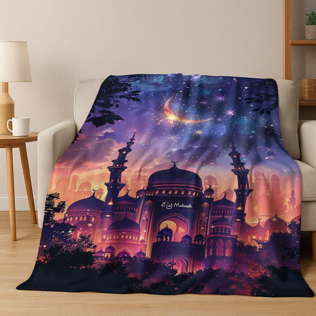 3D Islam Faith Prayer Muslim Calligraphy Flannel Blanket,Cozy Soft Throw Blanket for Home Bedroom Bed Sofa Picnic Cover Gift Kid